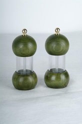 2 mlýnky na sůl a pepř Gerti Gundel 07 dřevo zelené - akryl 12,5 cm