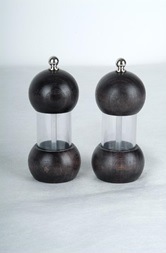 2 mlýnky na sůl a pepř Gerti Gundel 1B dřevo tmavé - akryl 12,5 cm